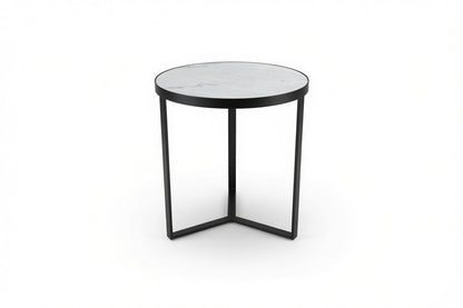 LUME SIDE TABLE BLACK WITH WHITE MARBLE
