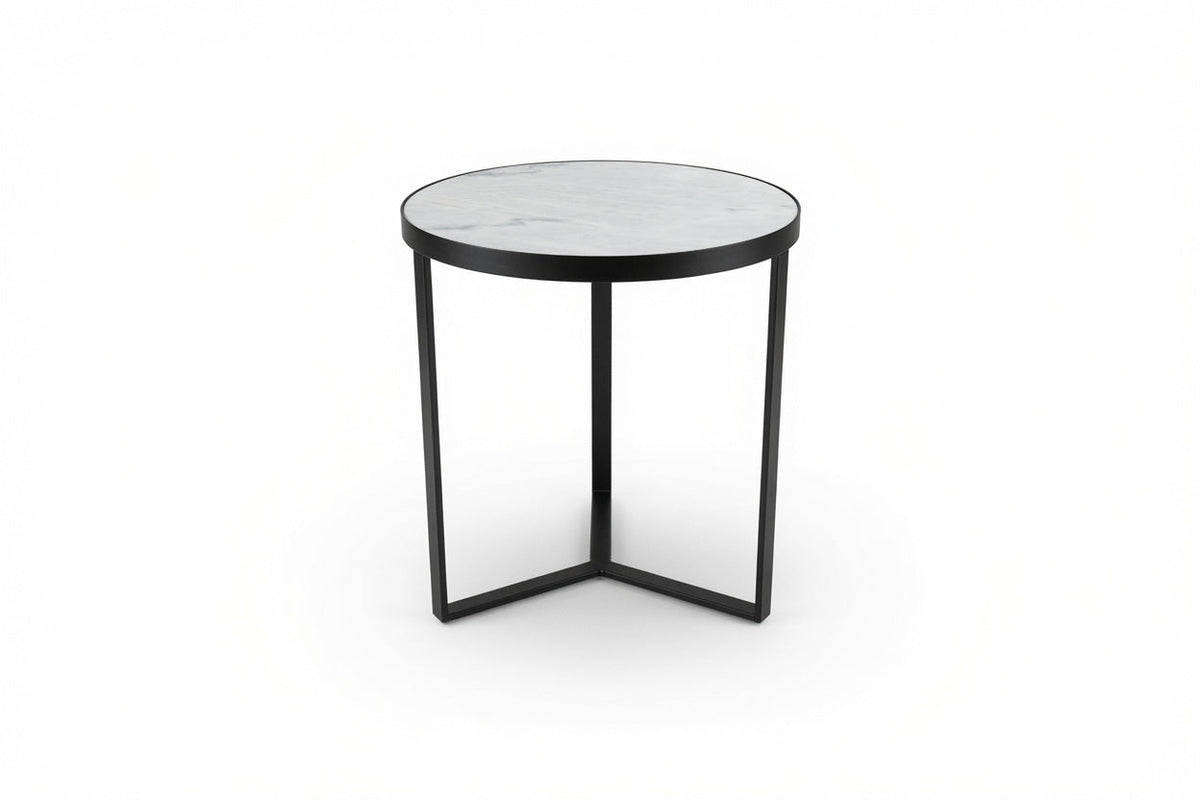 LUME SIDE TABLE BLACK WITH WHITE MARBLE