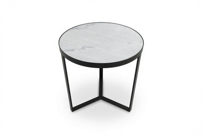 LUME SIDE TABLE BLACK WITH WHITE MARBLE