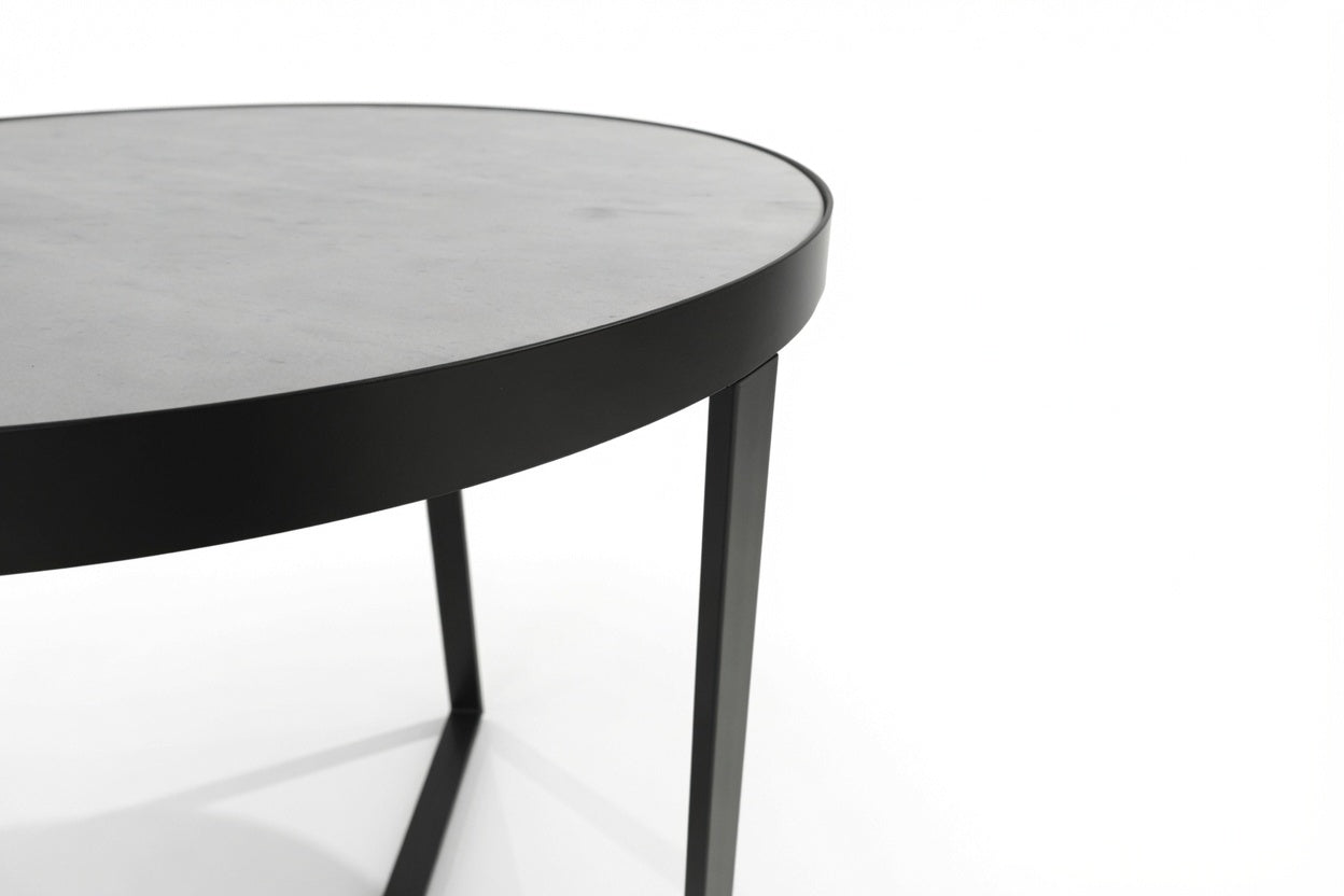 LUME SIDE TABLE BLACK WITH WHITE MARBLE
