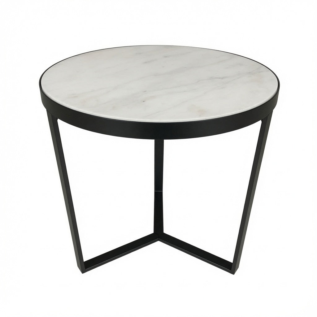 LUME SIDE TABLE BLACK WITH WHITE MARBLE