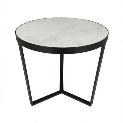 LUME SIDE TABLE BLACK WITH WHITE MARBLE