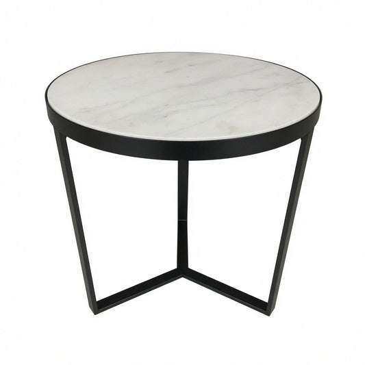 LUME SIDE TABLE BLACK WITH WHITE MARBLE