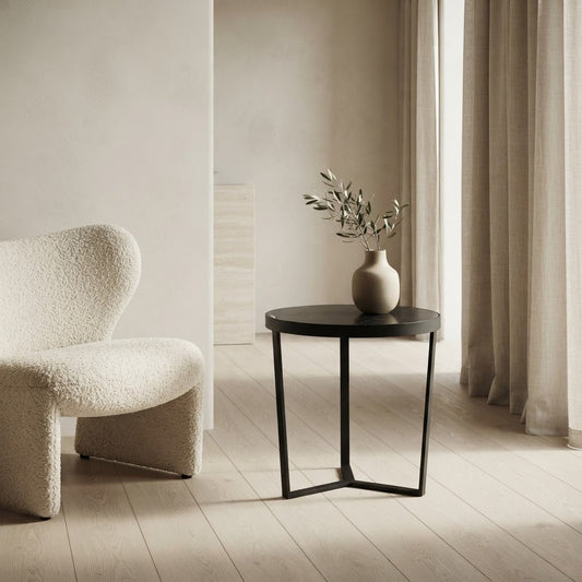LUME SIDE TABLE BLACK WITH BLACK MARBLE