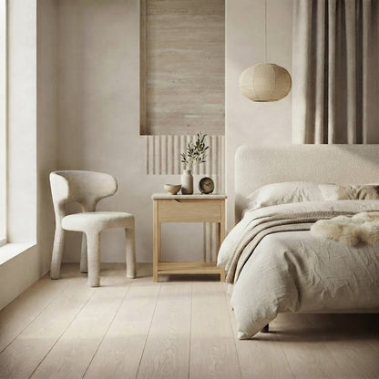 NOVA BEDSIDE TABLE NATURAL OAK WITH WHITE MARBLE
