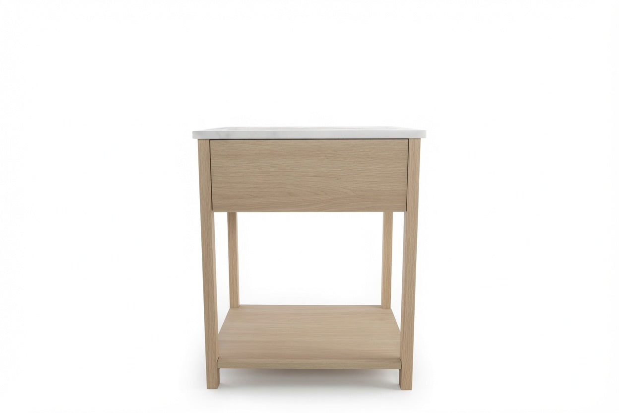 NOVA BEDSIDE TABLE NATURAL OAK WITH WHITE MARBLE