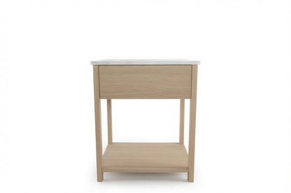 NOVA BEDSIDE TABLE NATURAL OAK WITH WHITE MARBLE
