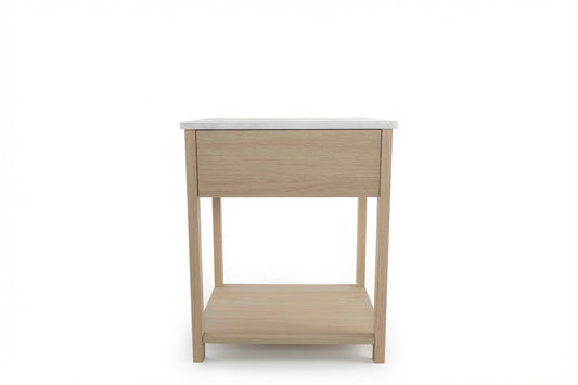 NOVA BEDSIDE TABLE NATURAL OAK WITH WHITE MARBLE