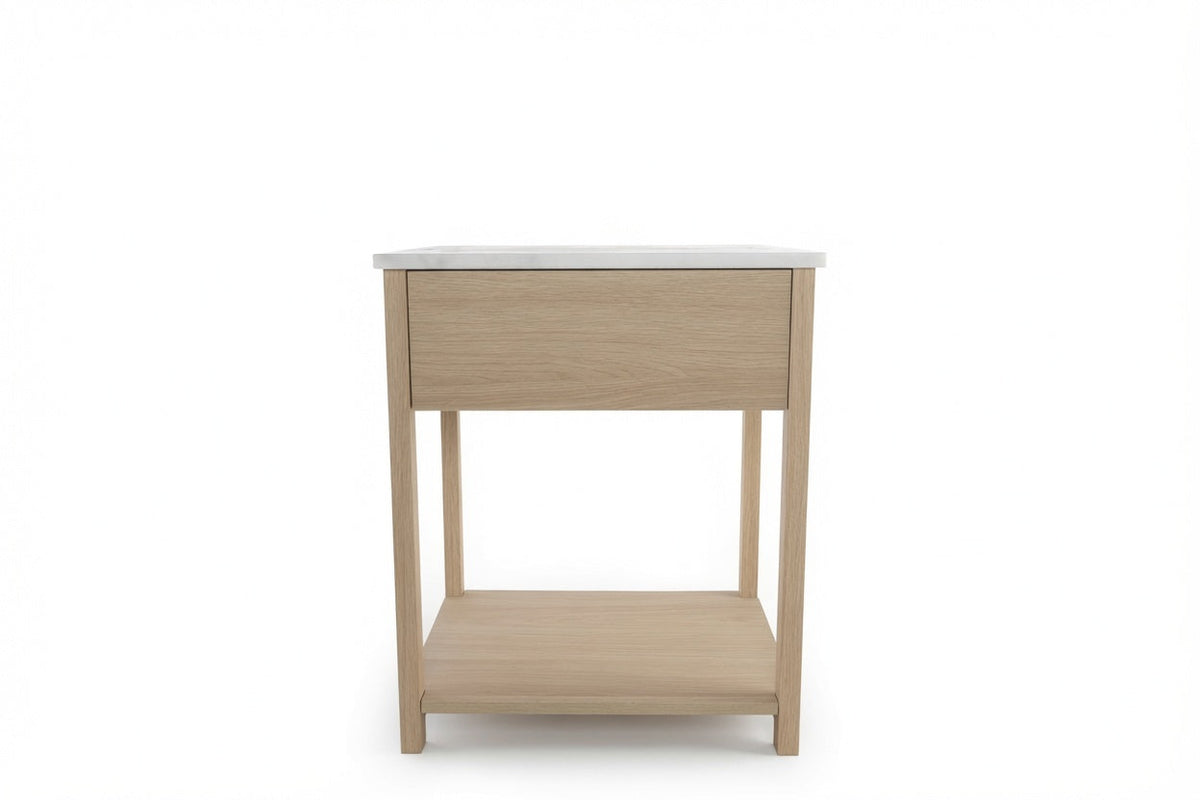 NOVA BEDSIDE TABLE NATURAL OAK WITH WHITE MARBLE
