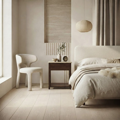 NOVA BEDSIDE TABLE WALNUT WITH TRAVERTINE