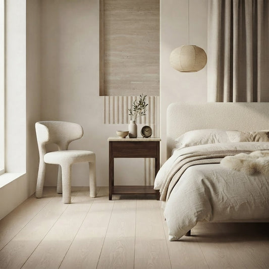 NOVA BEDSIDE TABLE WALNUT WITH TRAVERTINE