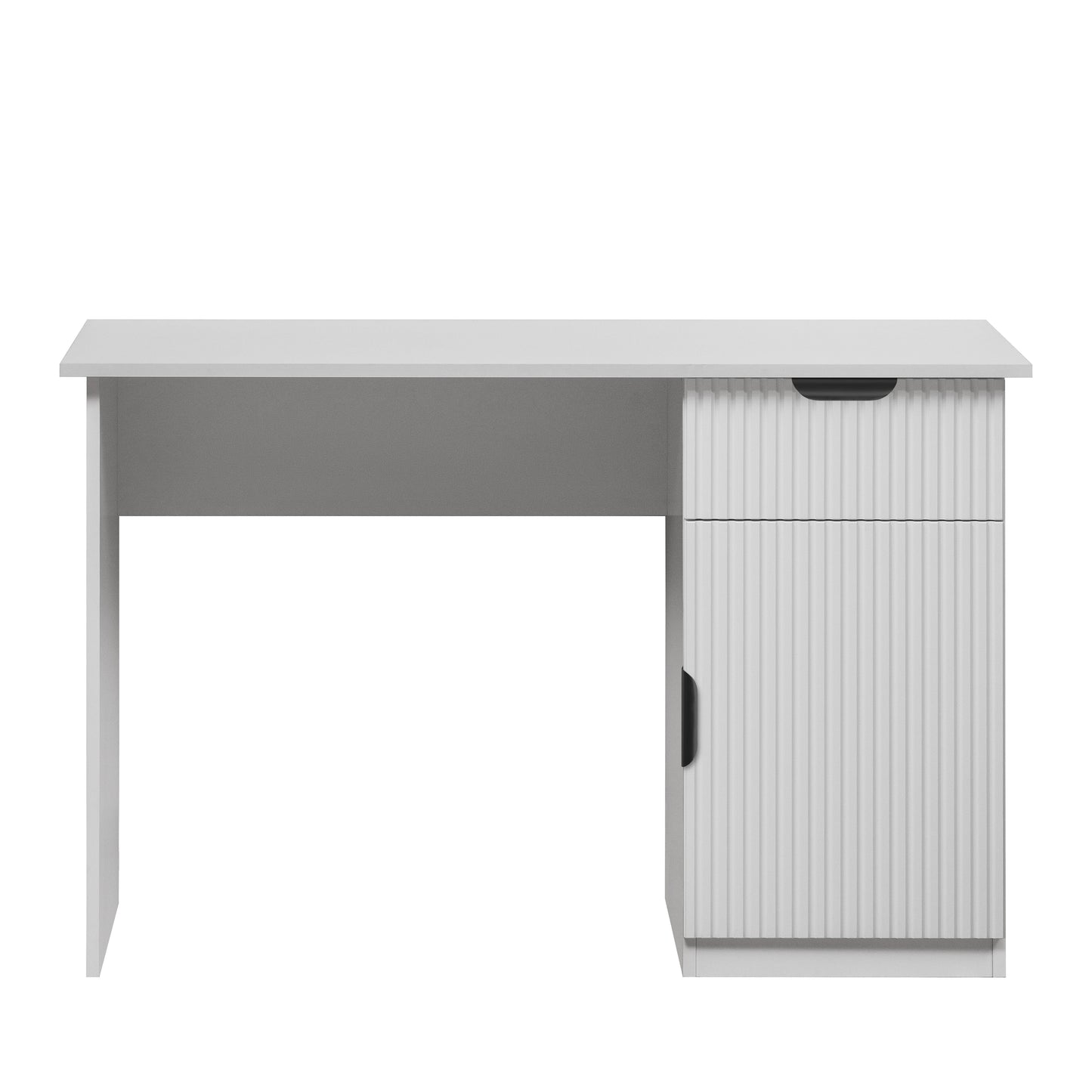 COPENHAGEN DESK - WHITE - FLUTED - PULL BLACK