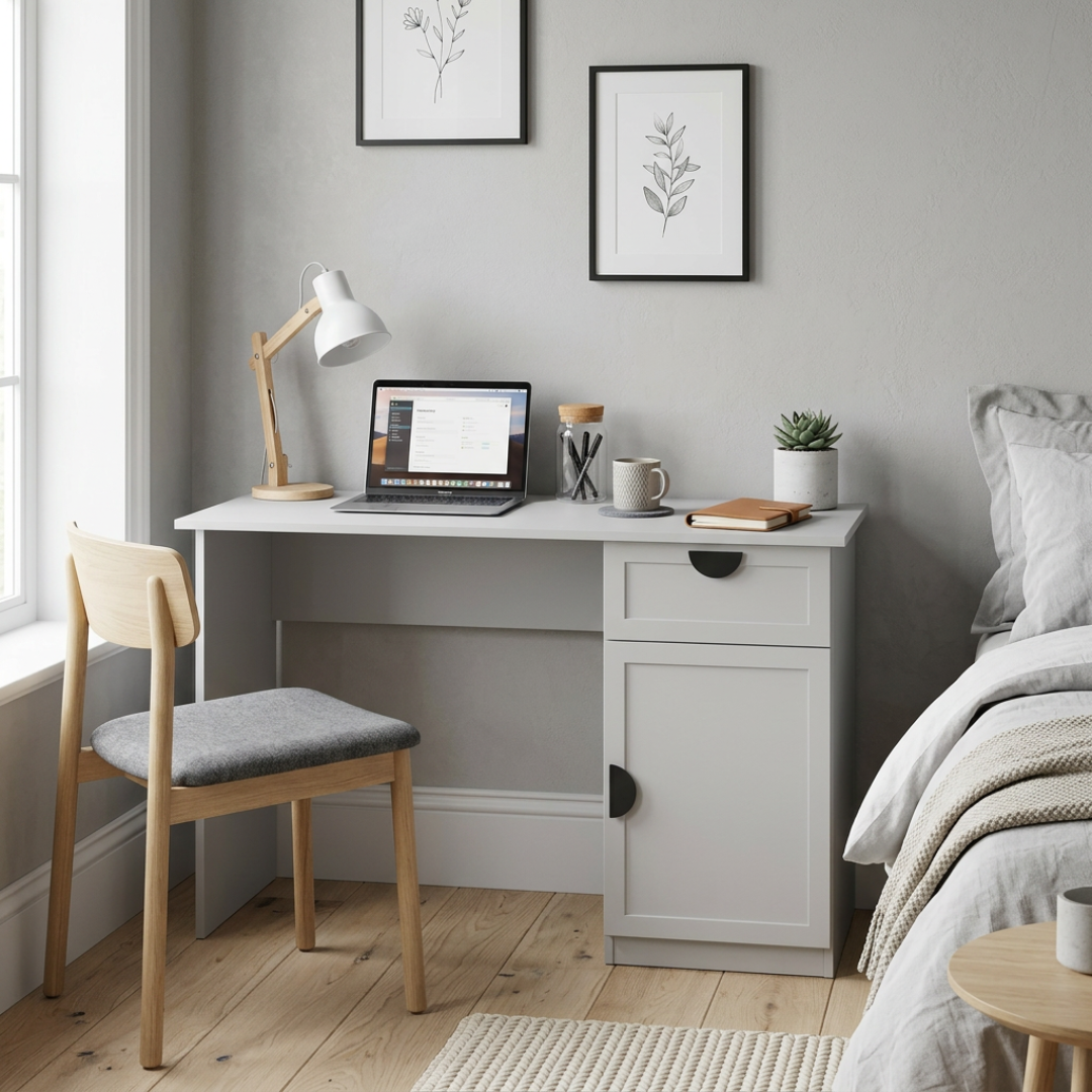 COPENHAGEN DESK - WHITE - HAMPTON - HALF MOON BLACK