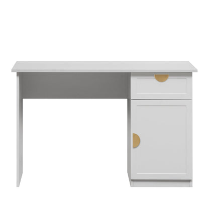 COPENHAGEN DESK - WHITE - HAMPTON - HALF MOON BRASS