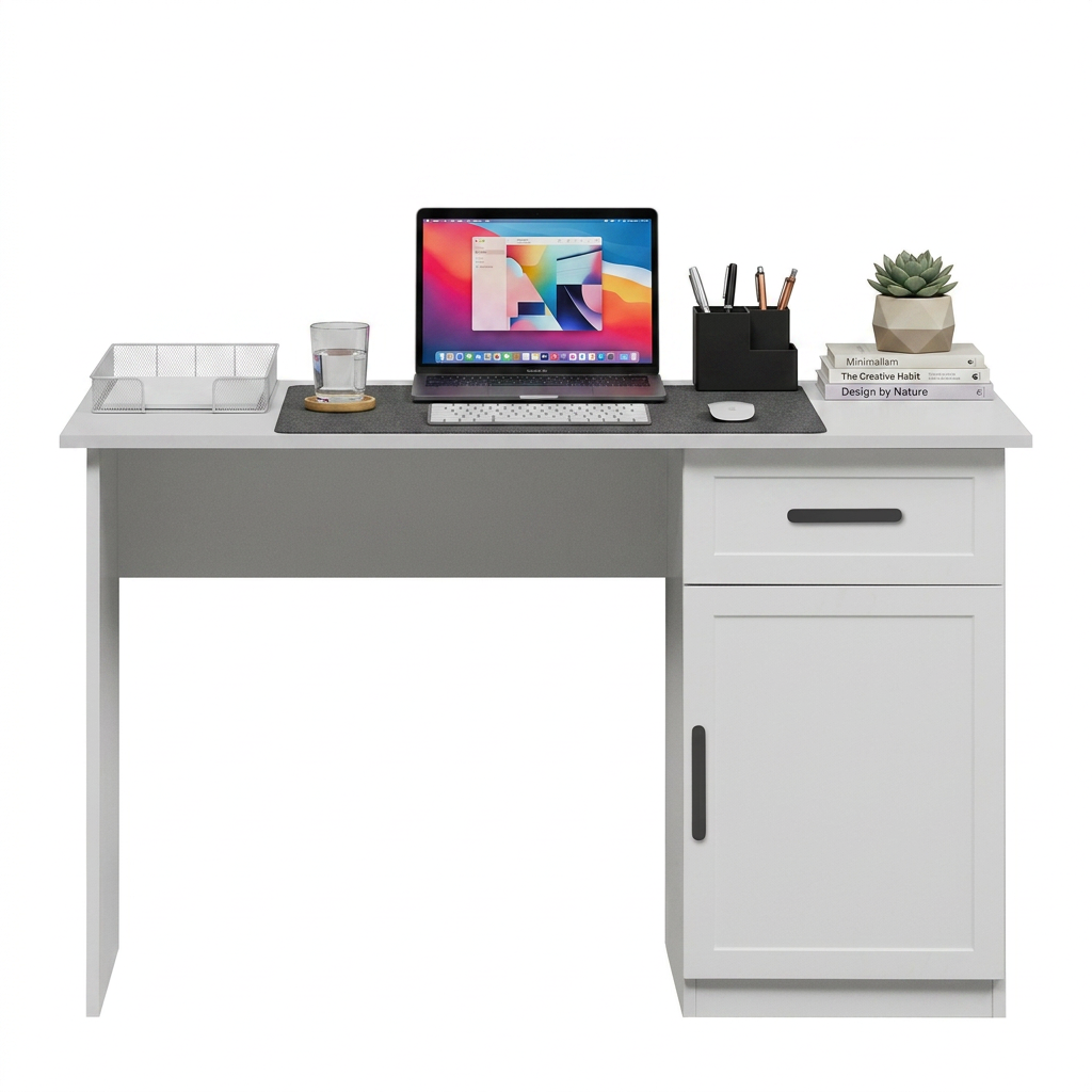 COPENHAGEN DESK - WHITE - HAMPTON - OVAL BLACK
