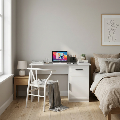 COPENHAGEN DESK - WHITE - HAMPTON - OVAL BLACK