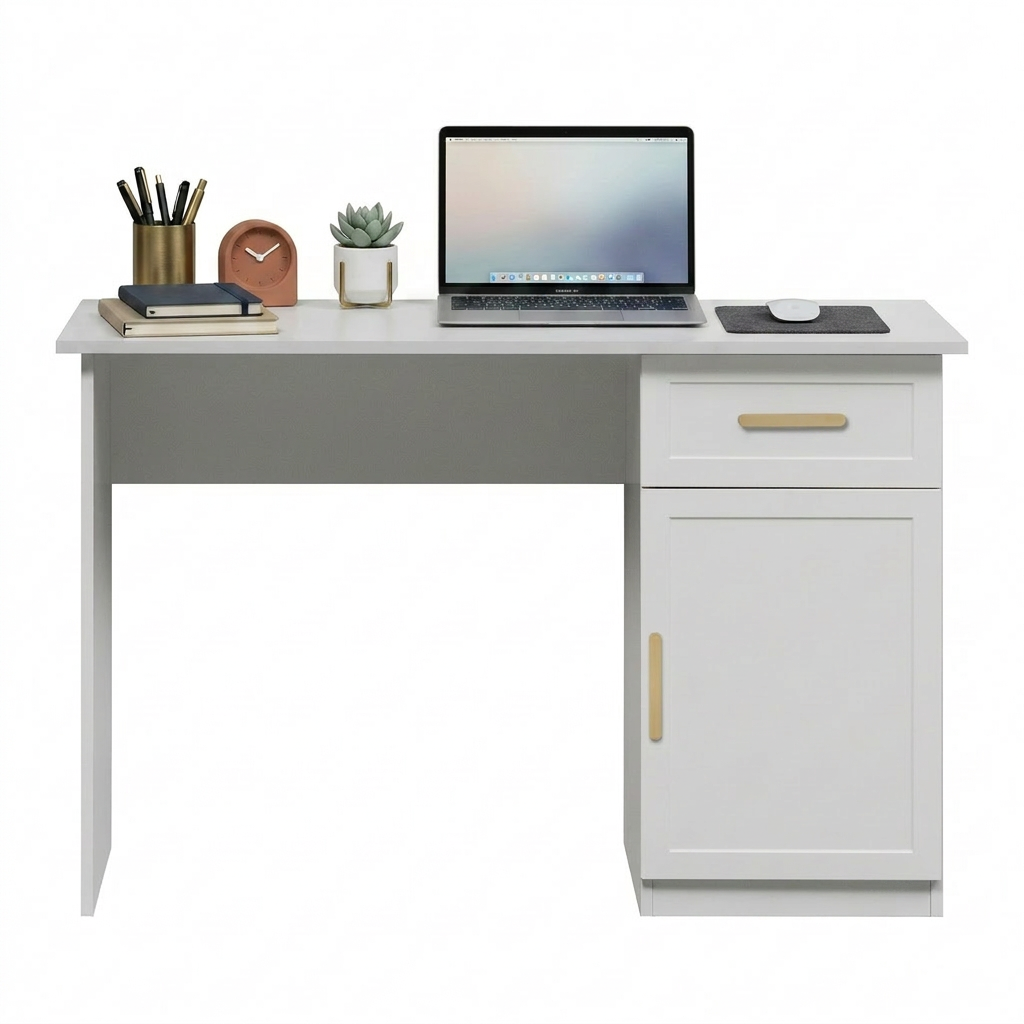 COPENHAGEN DESK - WHITE - HAMPTON - OVAL BRASS