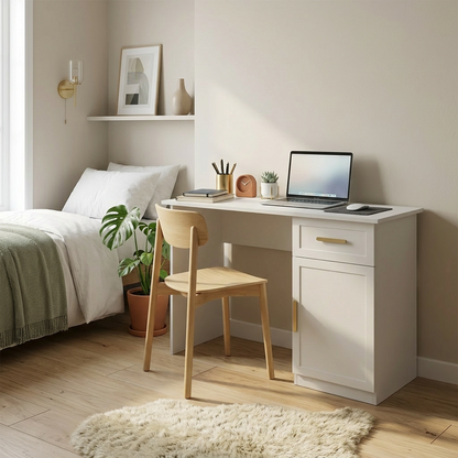 COPENHAGEN DESK - WHITE - HAMPTON - OVAL BRASS