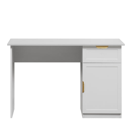 COPENHAGEN DESK - WHITE - HAMPTON - PULL BRASS