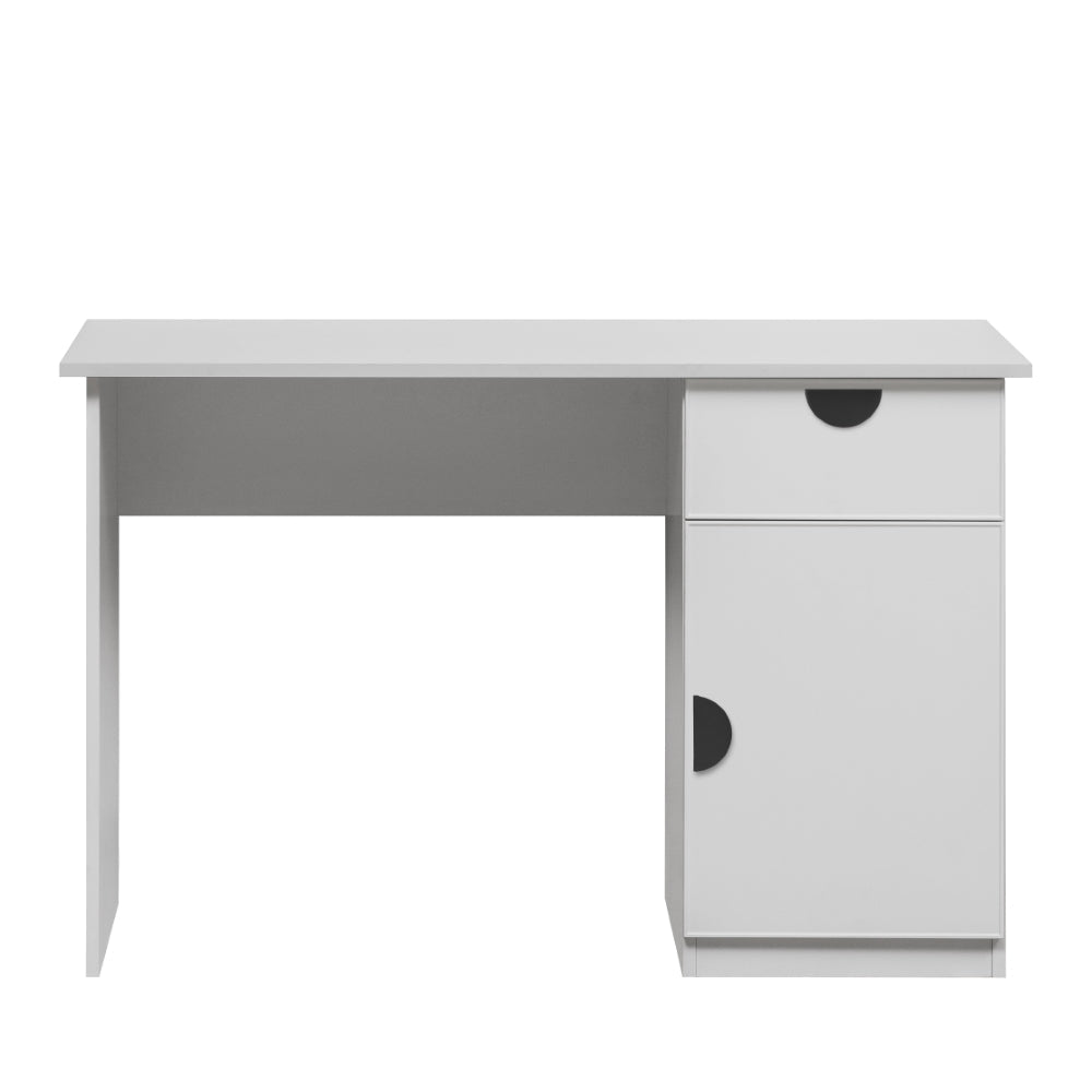 COPENHAGEN DESK - WHITE - SLIM - HALF MOON BLACK
