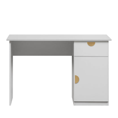 COPENHAGEN DESK - WHITE - SLIM - HALF MOON BRASS