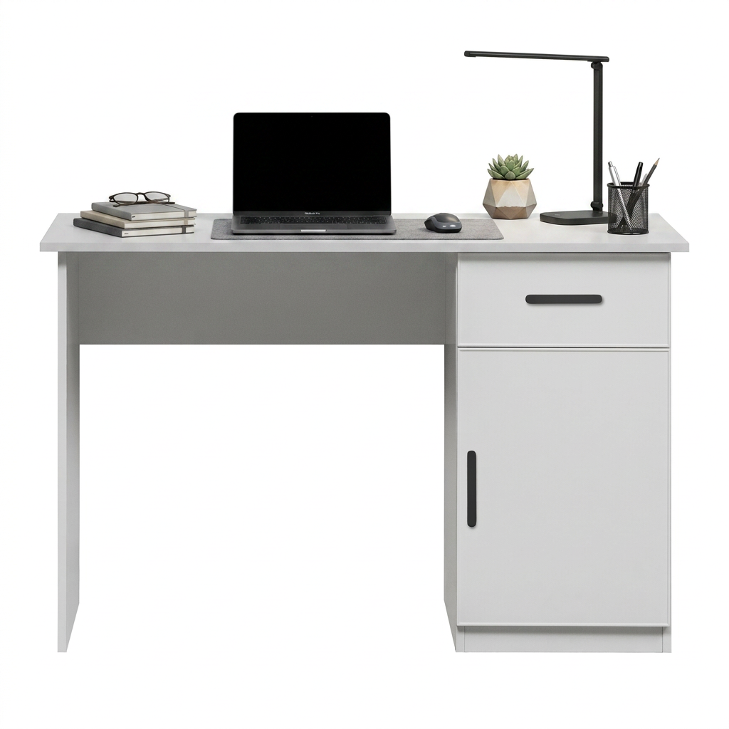 COPENHAGEN DESK - WHITE - SLIM - OVAL BLACK