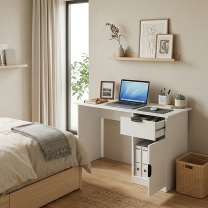 COPENHAGEN DESK - WHITE - SLIM - PULL BLACK