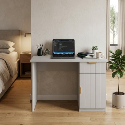 COPENHAGEN DESK - WHITE - VJ PANEL - PULL BRASS