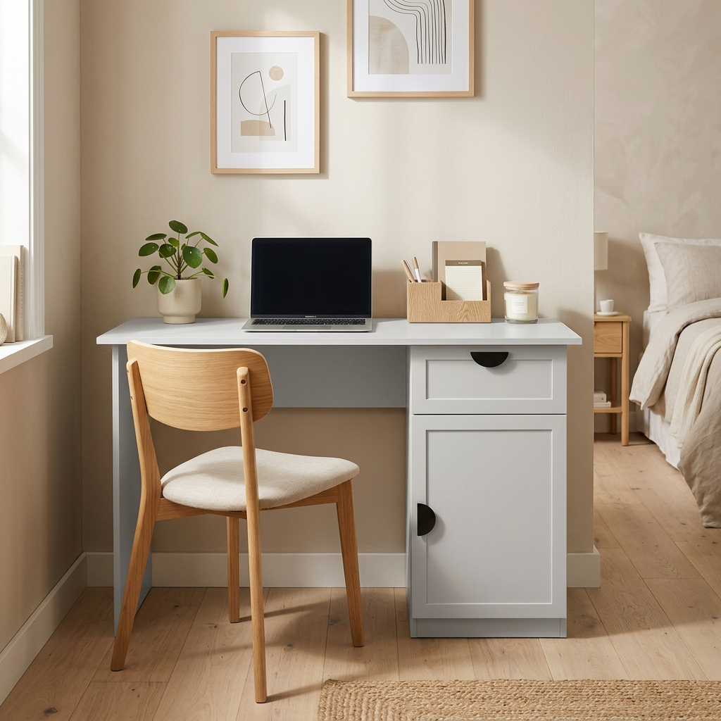 COPENHAGEN DESK - WHITE - HAMPTON - HALF MOON BLACK
