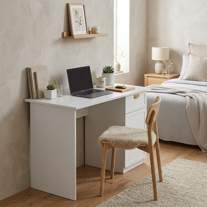 COPENHAGEN DESK - WHITE - HAMPTON - HALF MOON BRASS