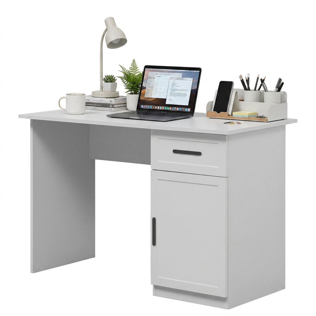 COPENHAGEN DESK - WHITE - HAMPTON - OVAL BLACK