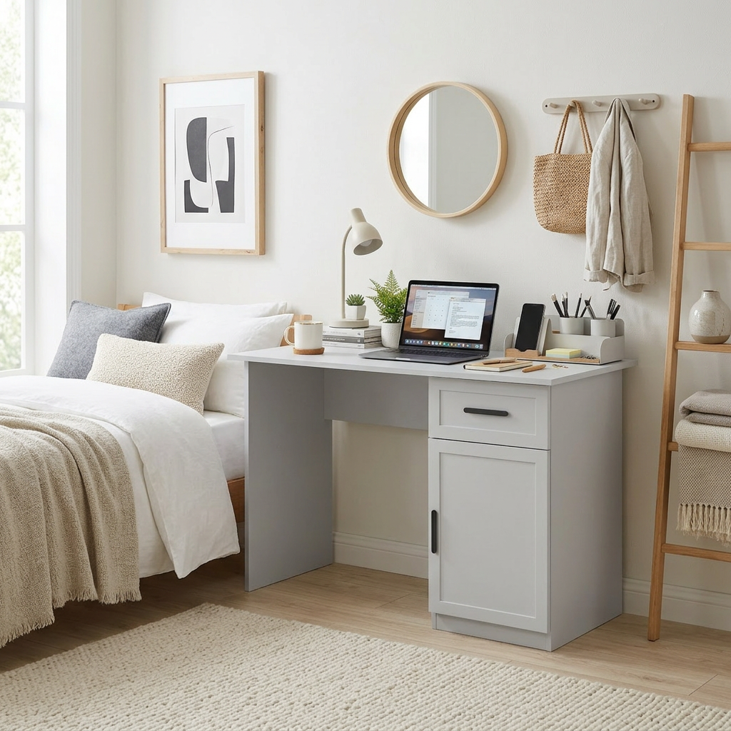 COPENHAGEN DESK - WHITE - HAMPTON - OVAL BLACK