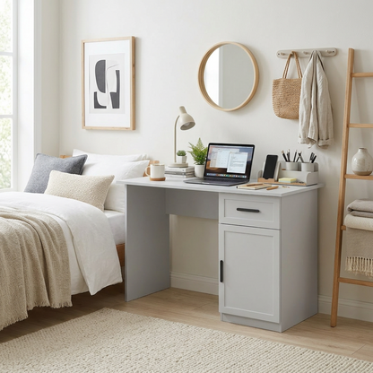 COPENHAGEN DESK - WHITE - HAMPTON - OVAL BLACK
