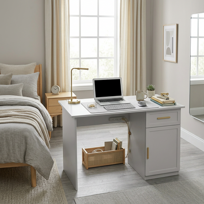 COPENHAGEN DESK - WHITE - HAMPTON - OVAL BRASS