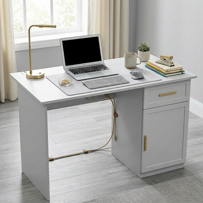 COPENHAGEN DESK - WHITE - HAMPTON - OVAL BRASS