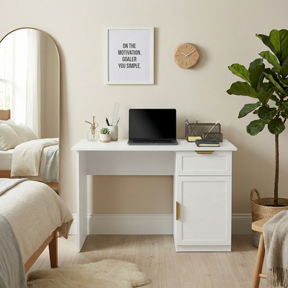COPENHAGEN DESK - WHITE - HAMPTON - PULL BRASS