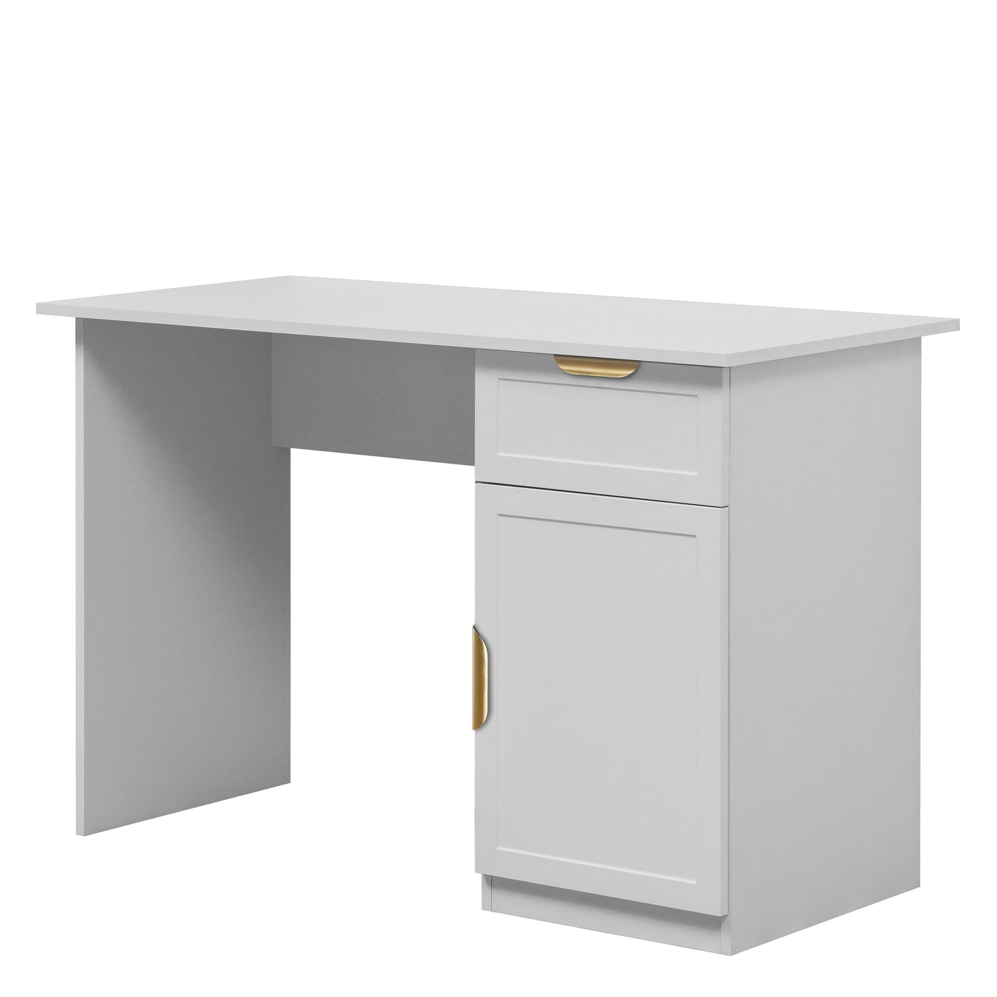 COPENHAGEN DESK - WHITE - HAMPTON - PULL BRASS