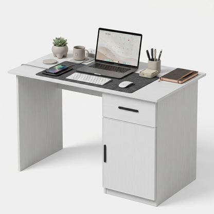 COPENHAGEN DESK - WHITE - SLIM - OVAL BLACK