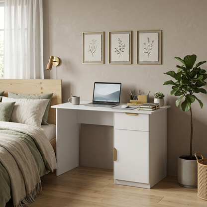COPENHAGEN DESK - WHITE - SLIM - PULL BRASS
