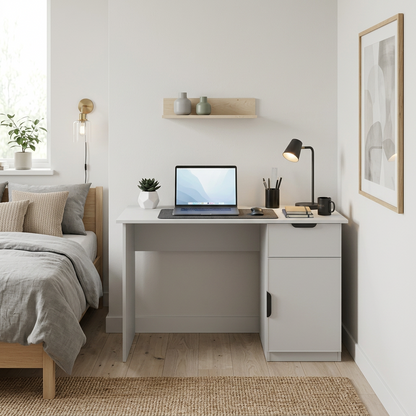 COPENHAGEN DESK - WHITE - SLIM - PULL BLACK