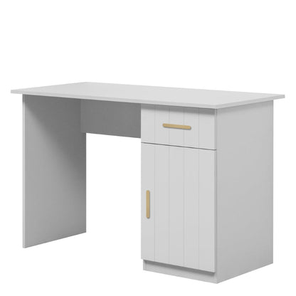 COPENHAGEN DESK - WHITE - VJ PANEL - OVAL BRASS