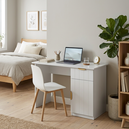COPENHAGEN DESK - WHITE - VJ PANEL - PULL BRASS