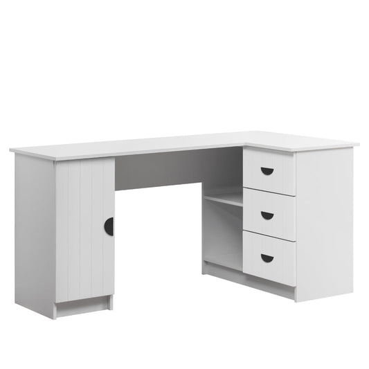 ROME CORNER DESK - WHITE - VJ PANEL - HALF MOON BLACK
