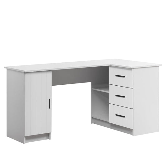 ROME CORNER DESK - WHITE - VJ PANEL - OVAL BLACK