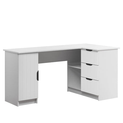 ROME CORNER DESK - WHITE - VJ PANEL - PULL BLACK