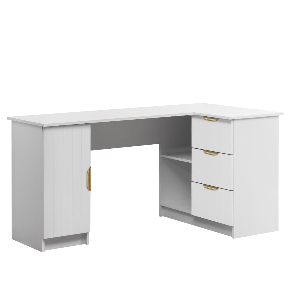ROME CORNER DESK - WHITE - VJ PANEL - PULL BRASS