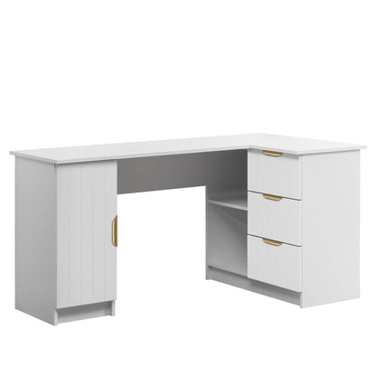 ROME CORNER DESK - WHITE - VJ PANEL - PULL BRASS