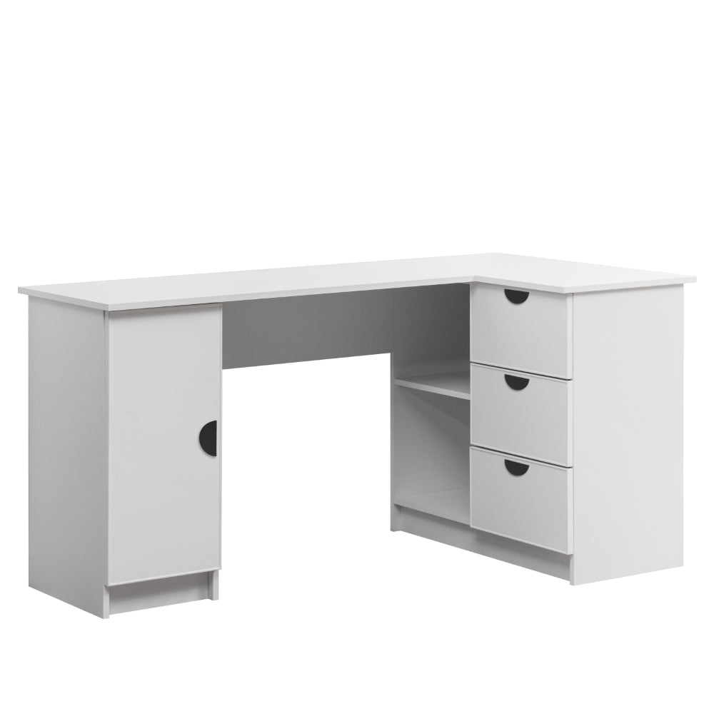 ROME CORNER DESK - WHITE - SLIM - HALF MOON BLACK