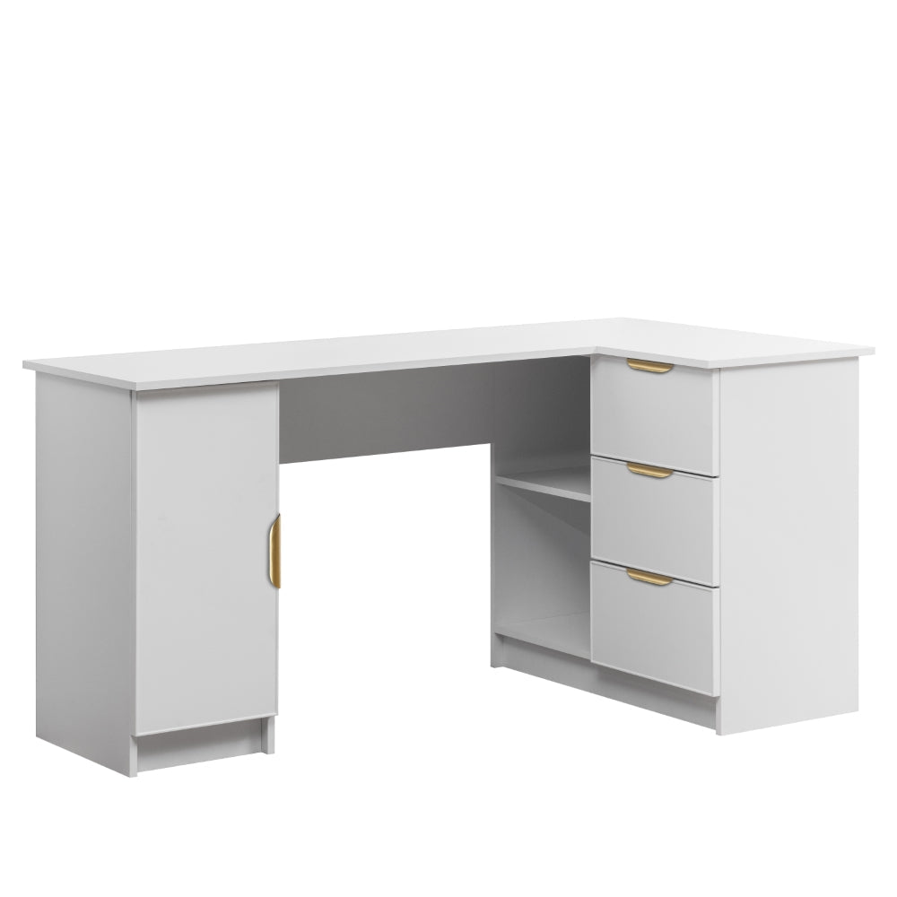 ROME CORNER DESK - WHITE - SLIM - PULL BRASS