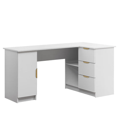 ROME CORNER DESK - WHITE - SLIM - PULL BRASS